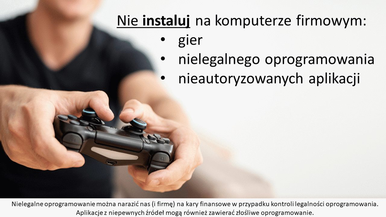 Nie instaluj gier na komputerze firmowym